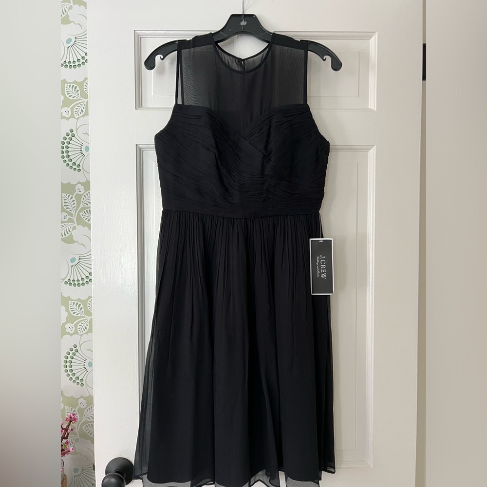 NWT Black Silk Chiffon J Crew Dress Size 6
